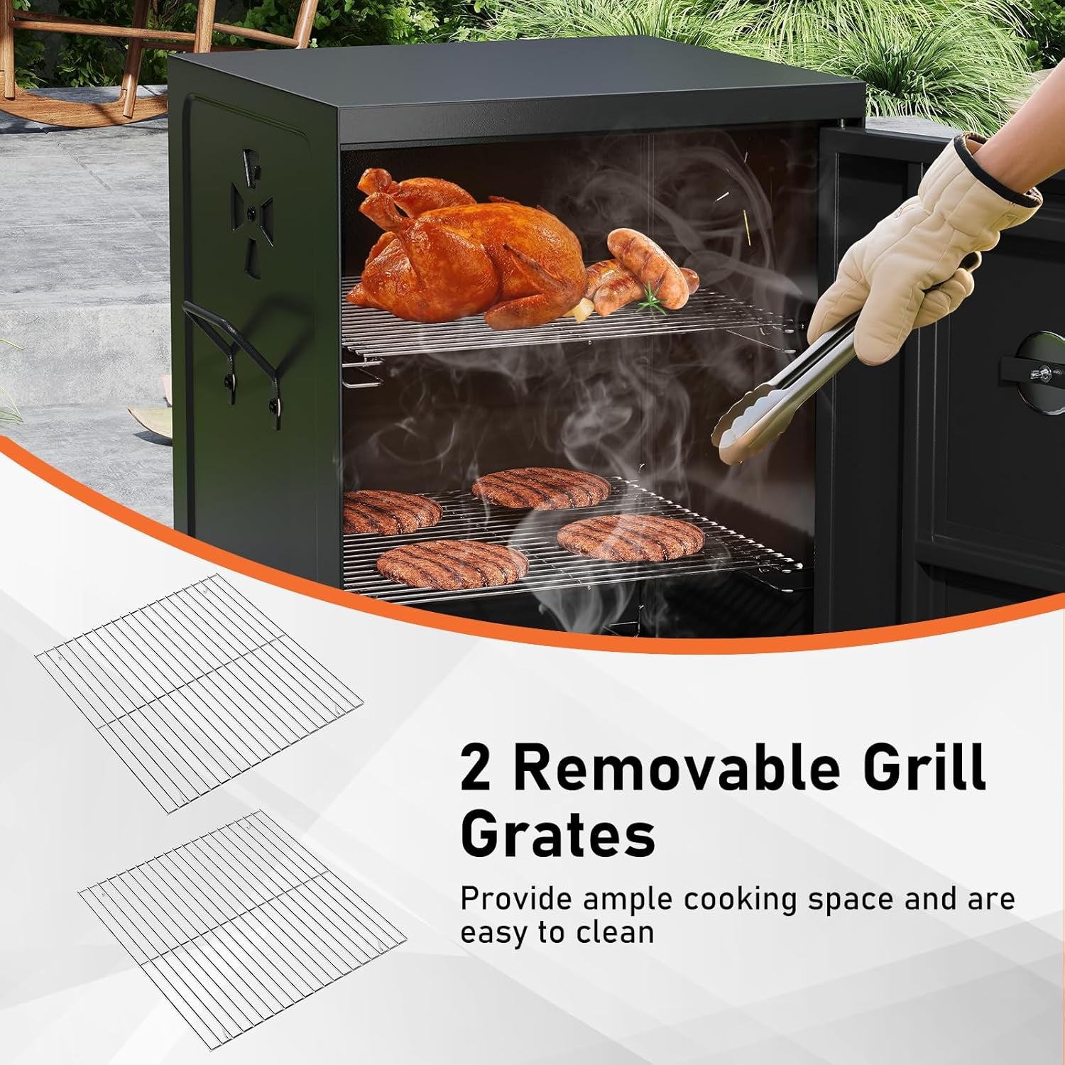 Charcoal 40 Inch Vertical Smoker Outdoor Thermometer