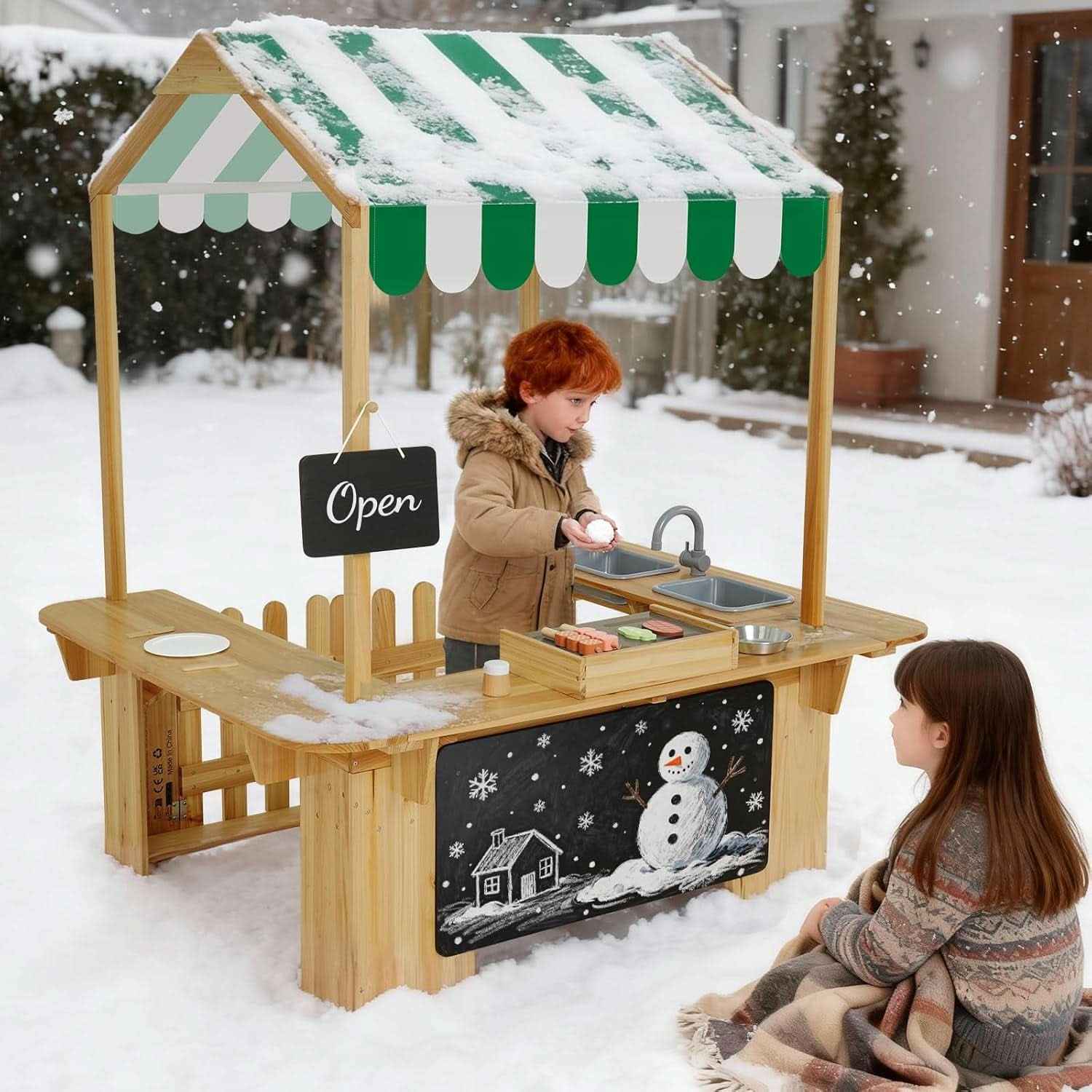 Yellow Outdoor Mud Kitchen Playhouse With GrillPro