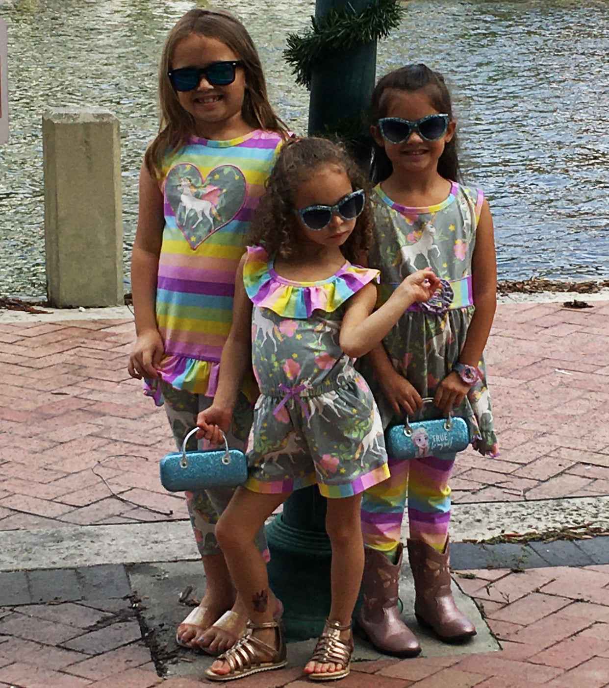 AnnLoren Girls Jumpsuit Magical Unicorn Rainbows Spring Boutique Clothing
