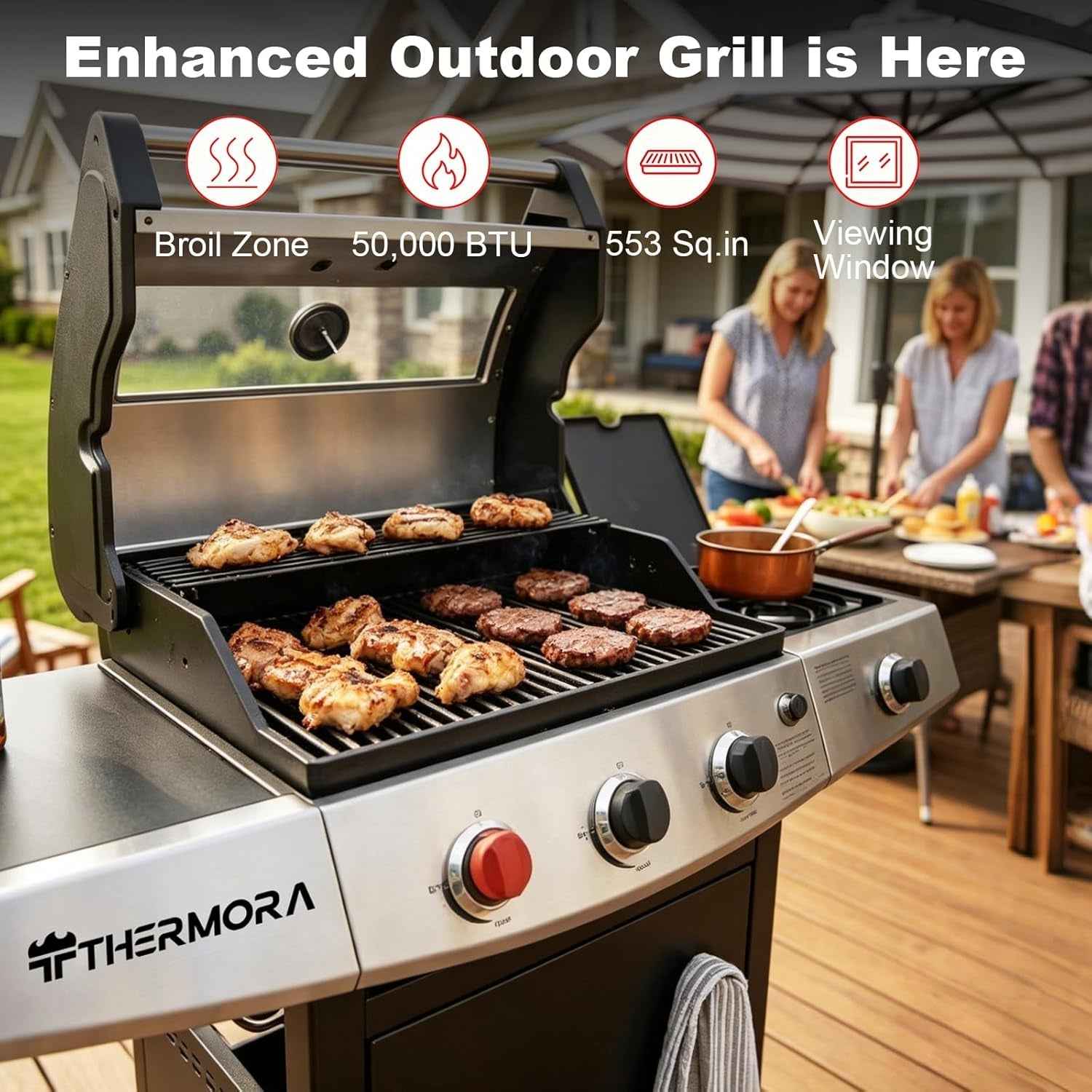 Stainless Steel Propane Outdoor Grill FiftyThousand BTU