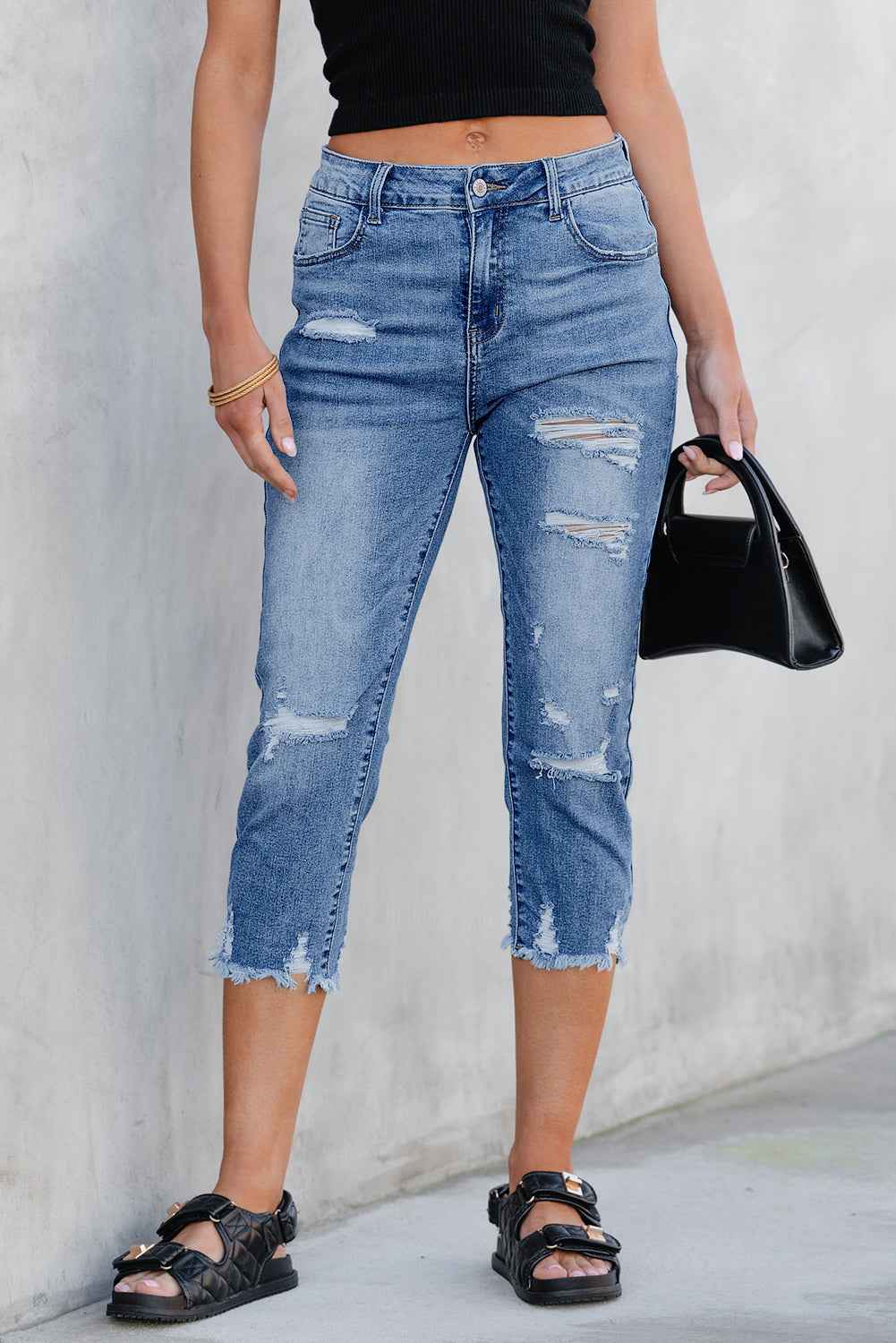 Georgia Skinny Distressed Capri Jeans