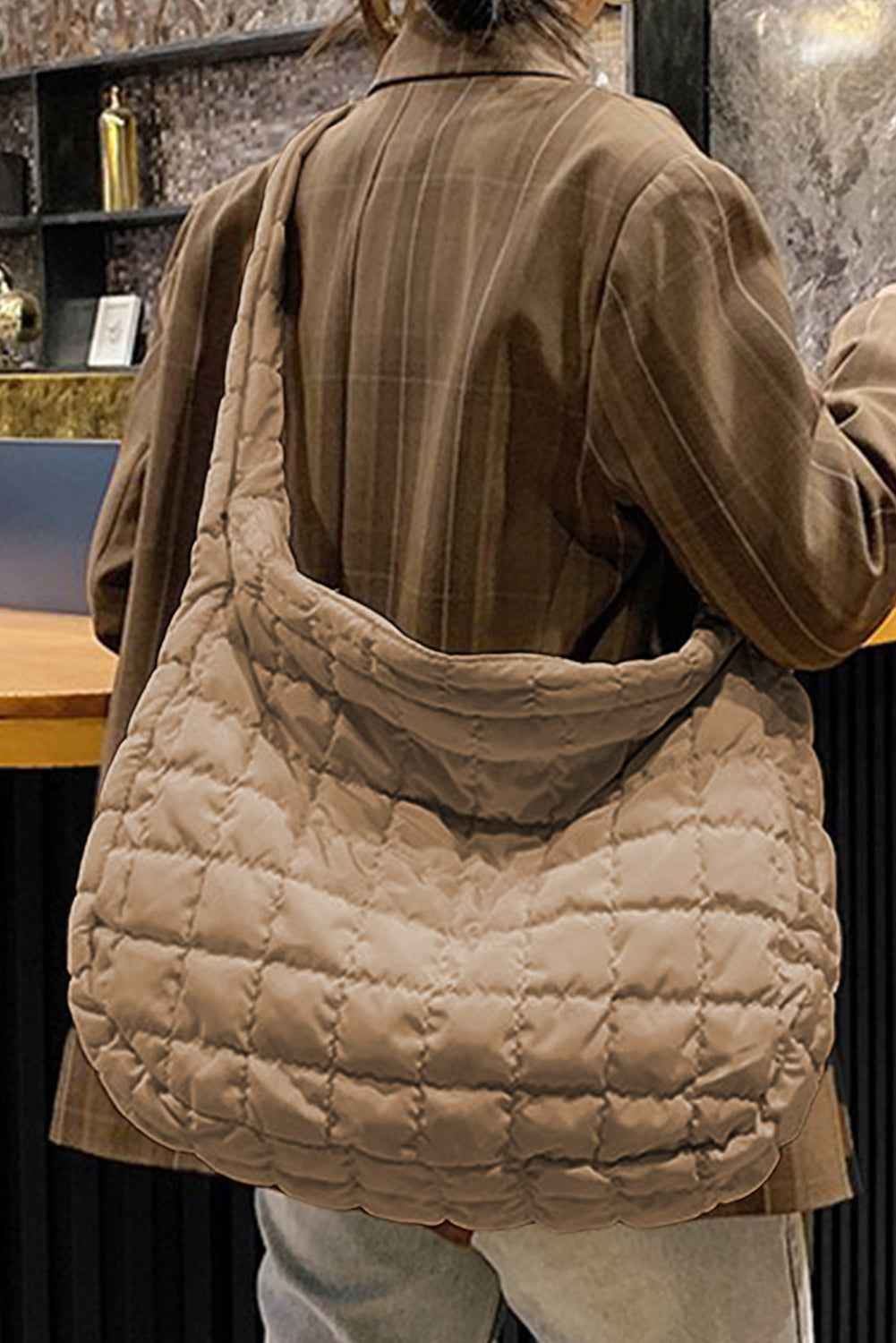Kylie Quilted Zipper Tote Bag