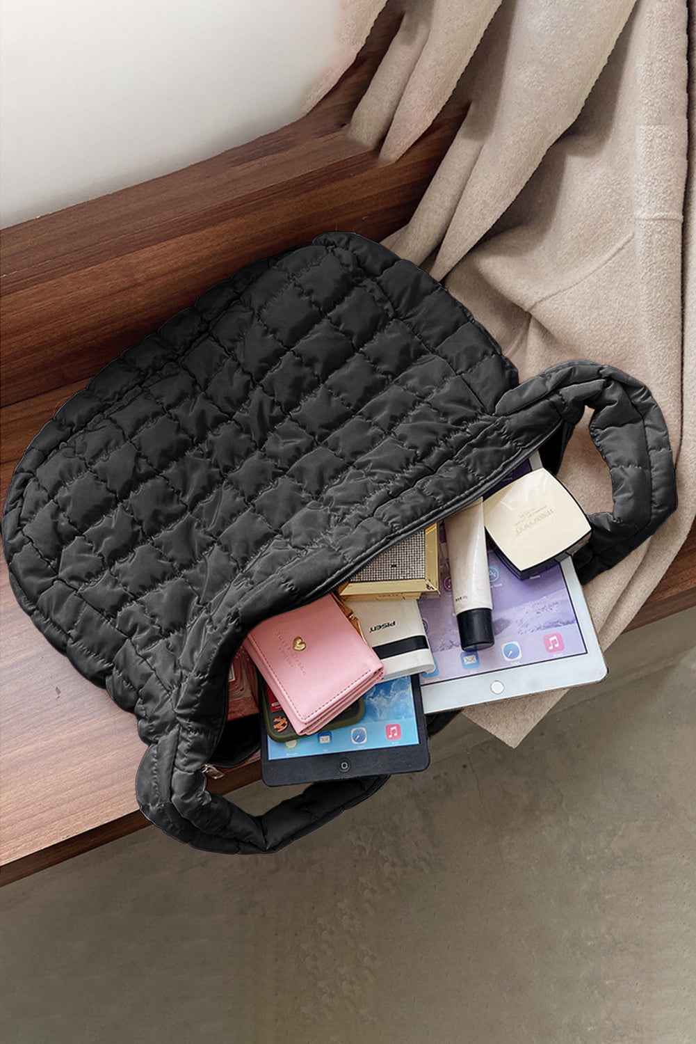 Kylie Quilted Zipper Tote Bag