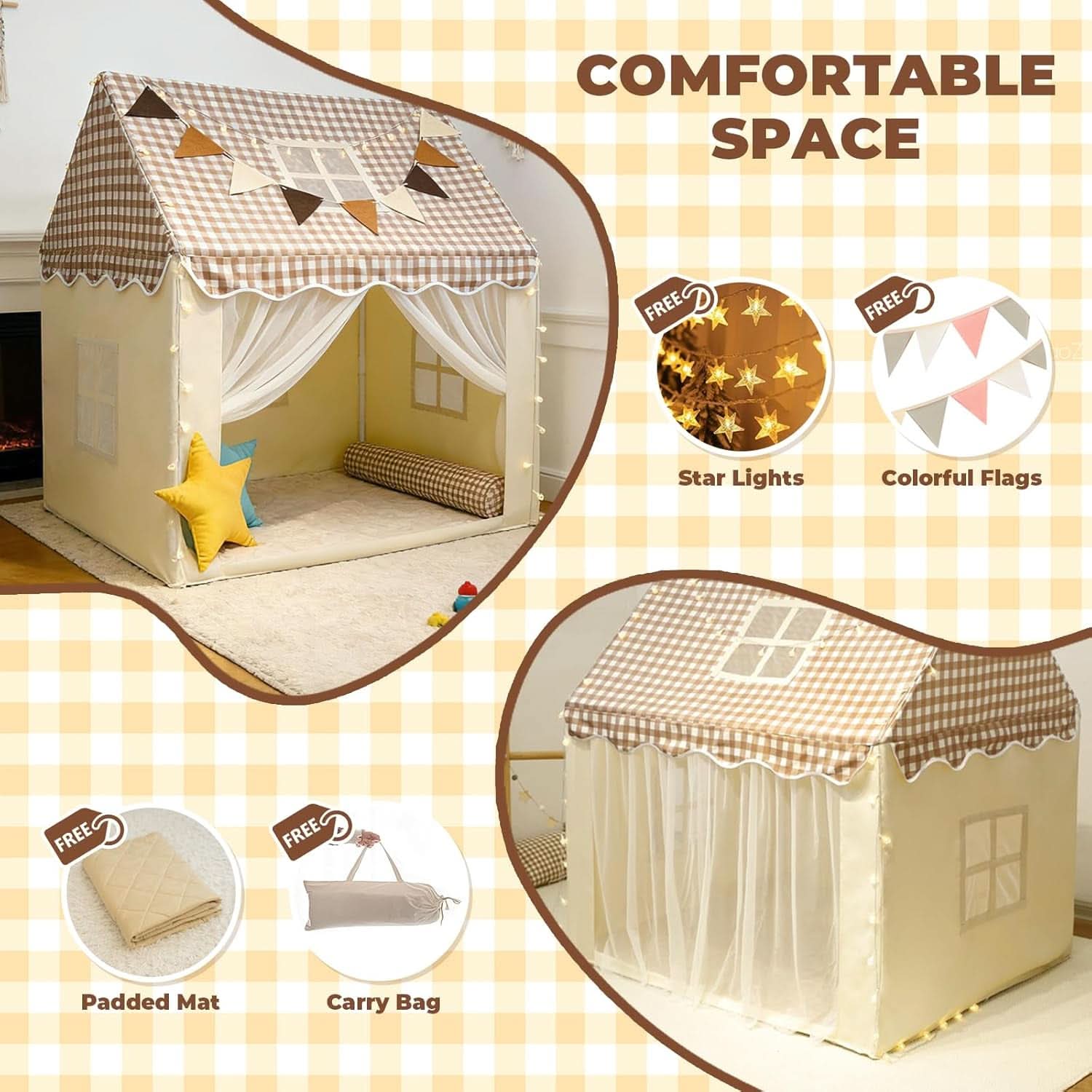 Large 47x40x52 Inches Indoor Outdoor Playhouse Tent