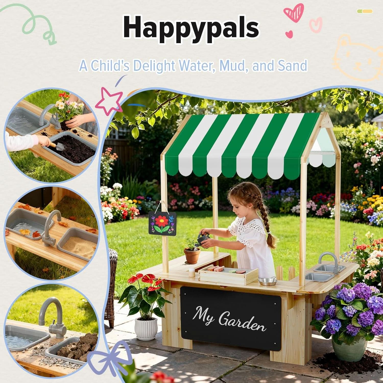 Yellow Outdoor Mud Kitchen Playhouse With GrillPro