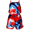 AnnLoren Girls Tie Dye 4th of July Shorts Jumpsuit Summer Romper