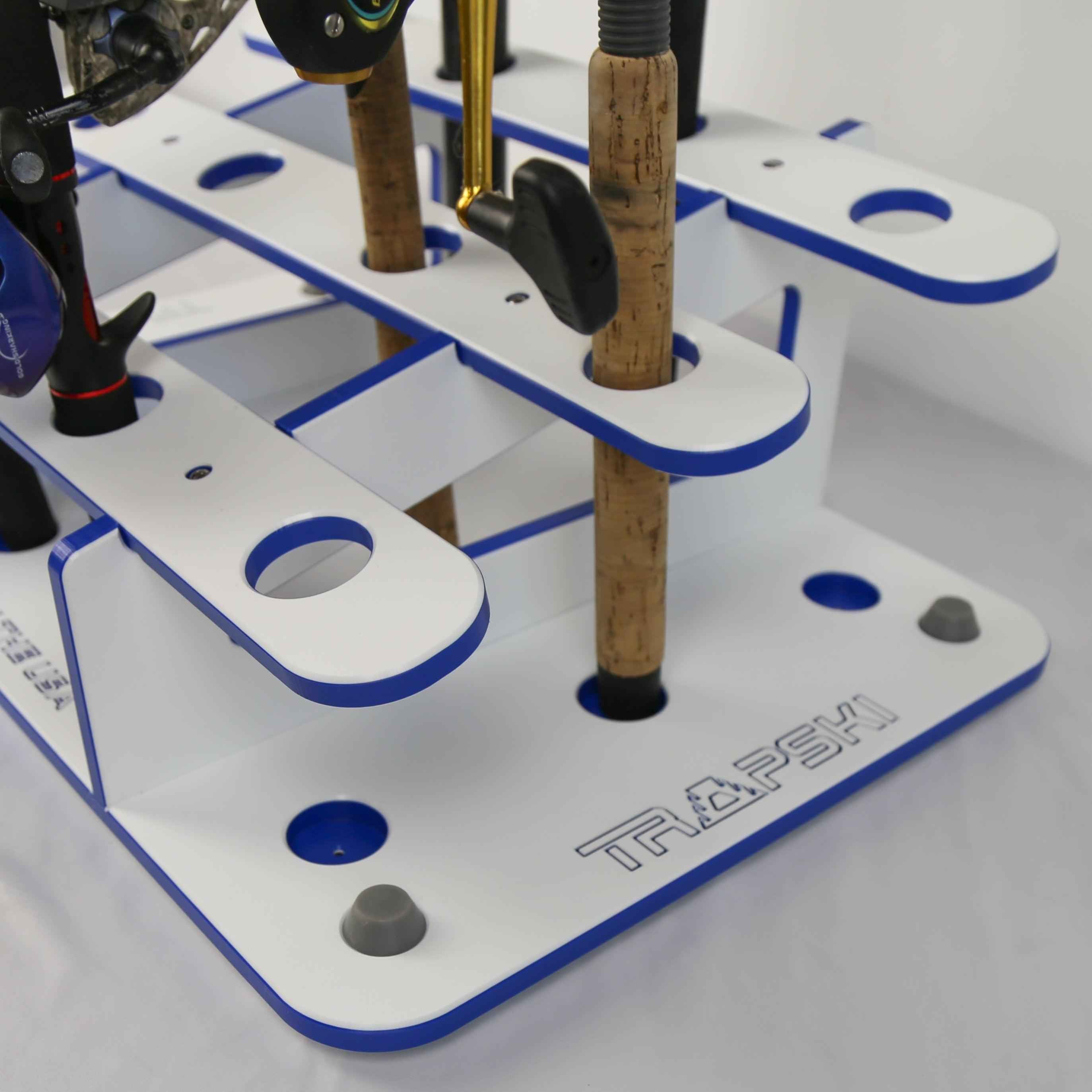 Made in the USA Fishing Rod Rack | 12 Pole Waterproof Wash-down | Dock, Garage, Boat, Storage