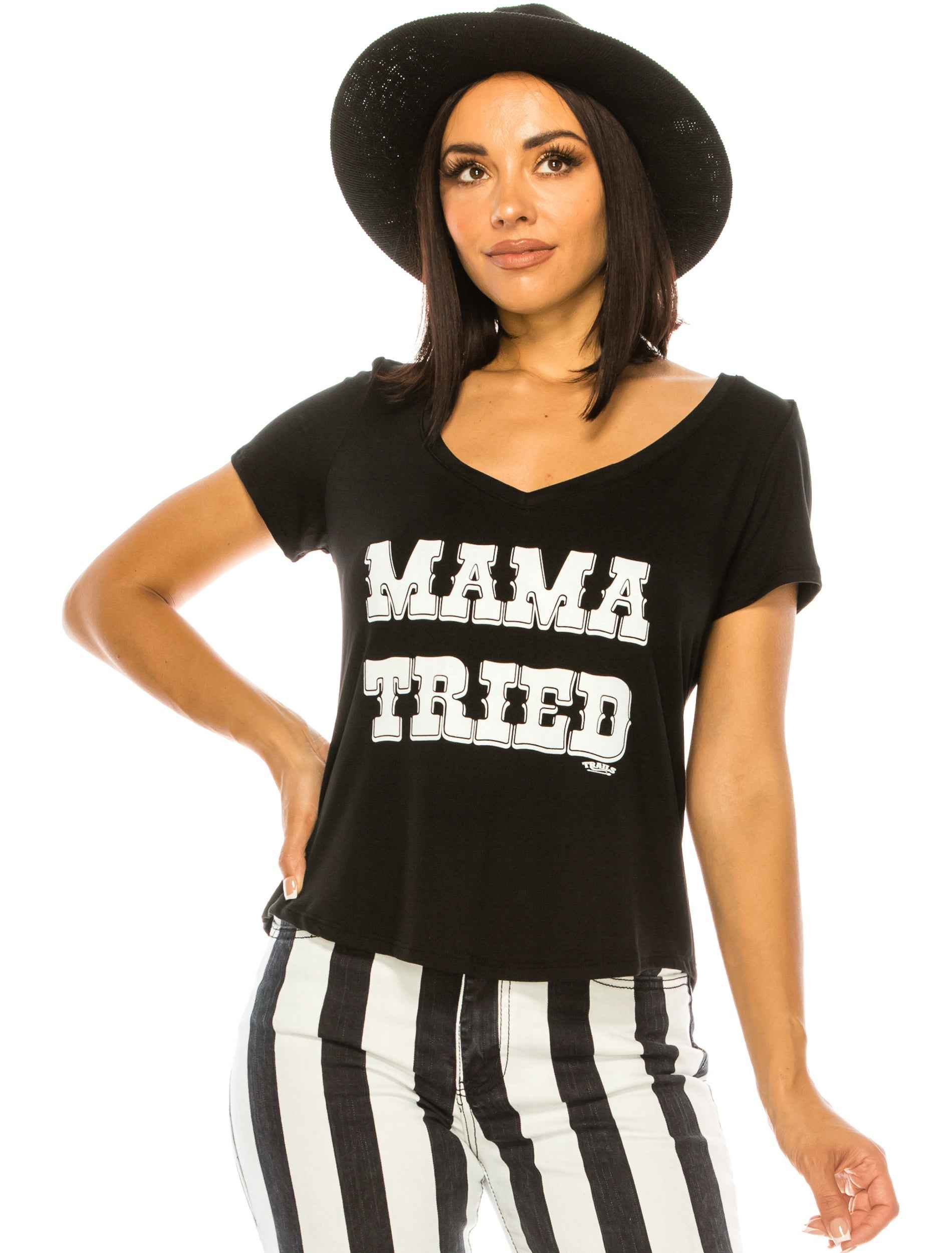 MAMA TRIED SHORT SLEEVE V NECK