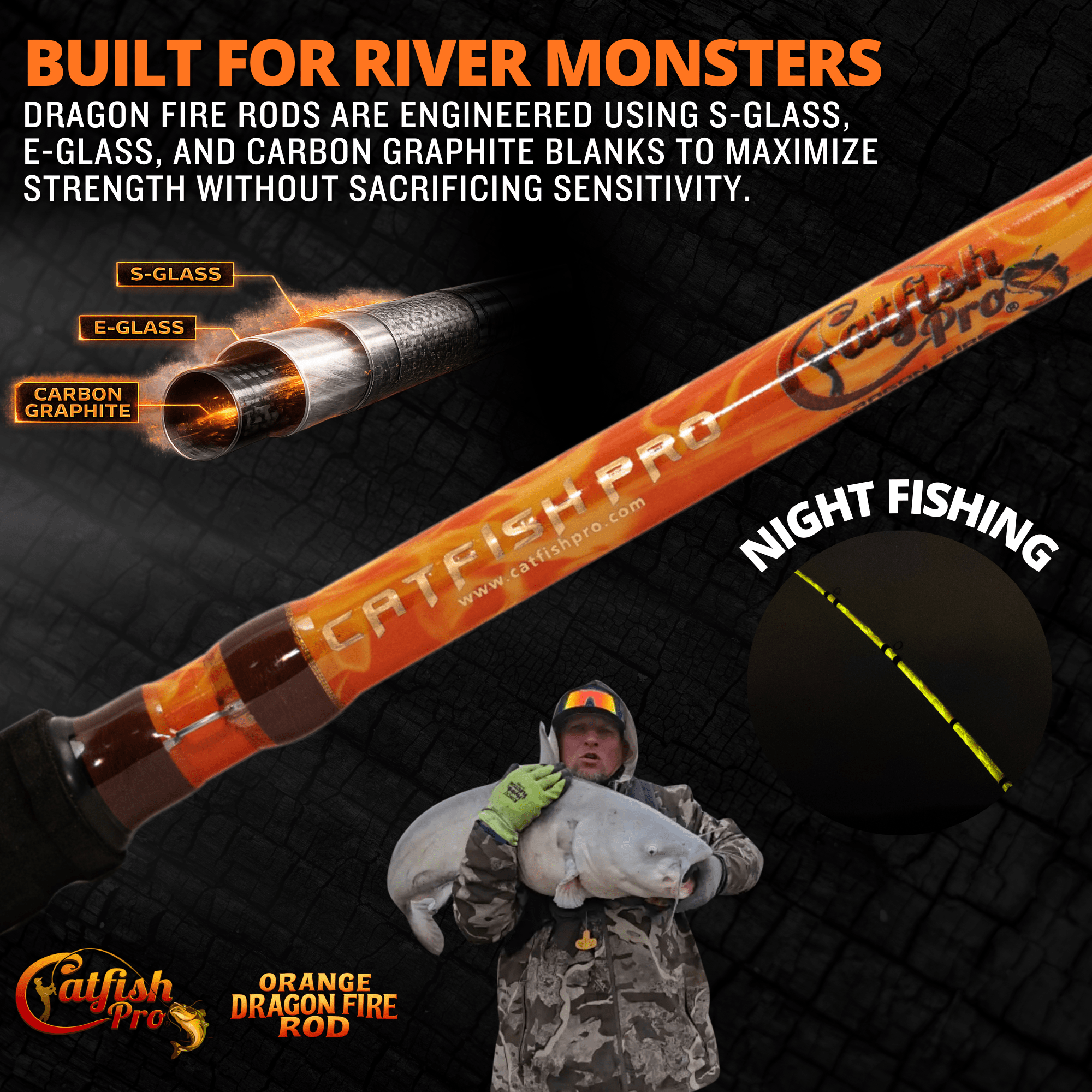 Orange Dragon Fire Casting Glow Rod - PW PitStop