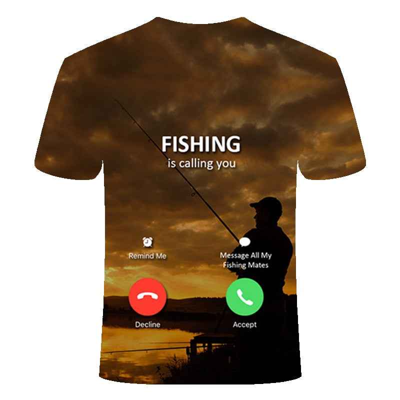 3D Print Funny Fishing Shirts Rod O-neck