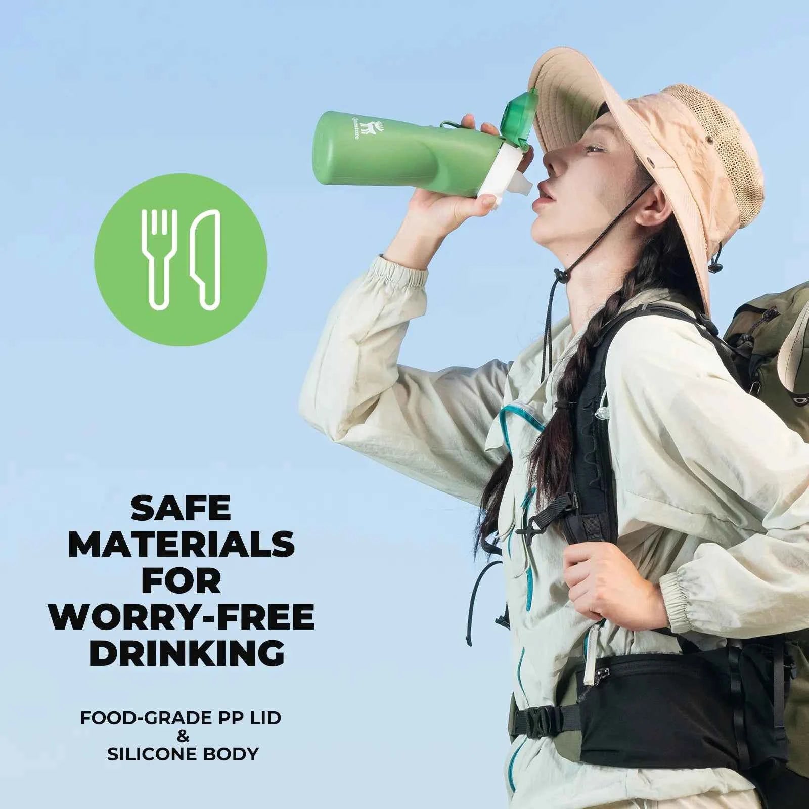 Collapsible Soft Water Bottle with Angled Spout