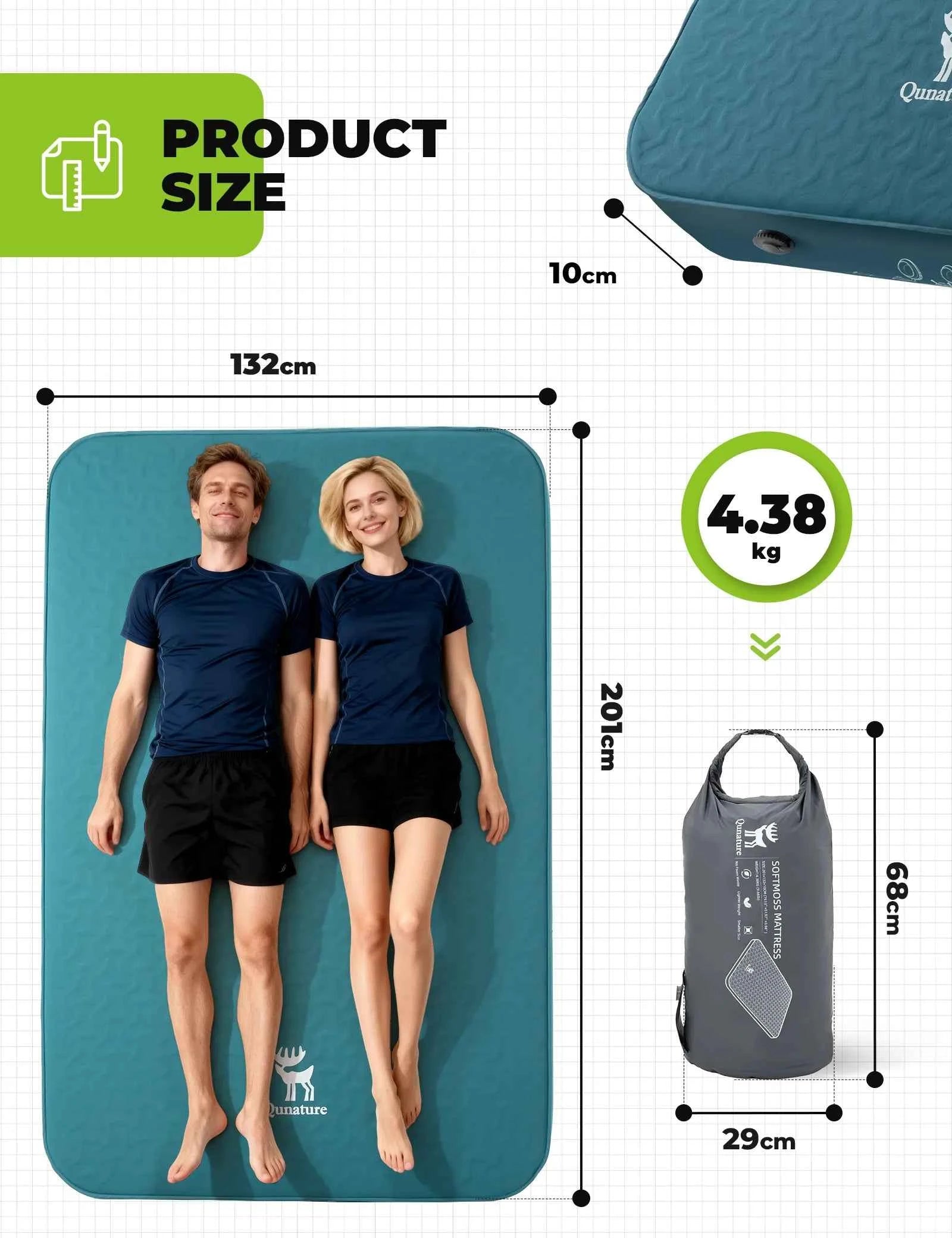 Portable Inflating Sleeping Pad with Foam for Camping