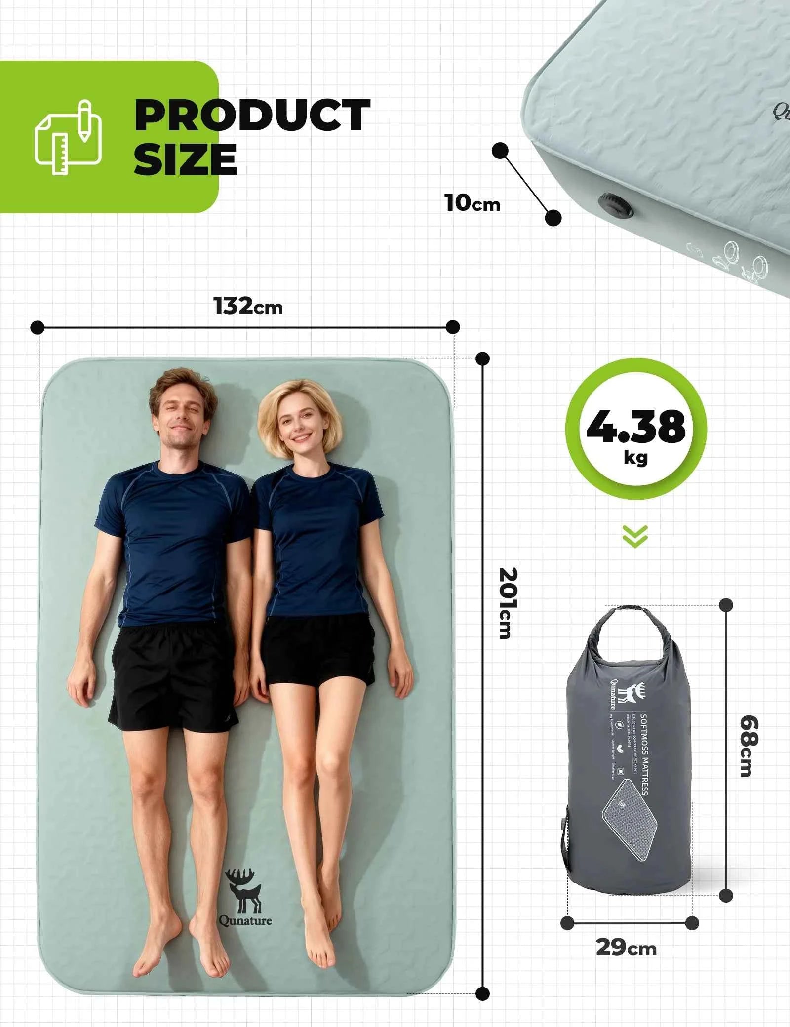 Portable Inflating Sleeping Pad with Foam for Camping