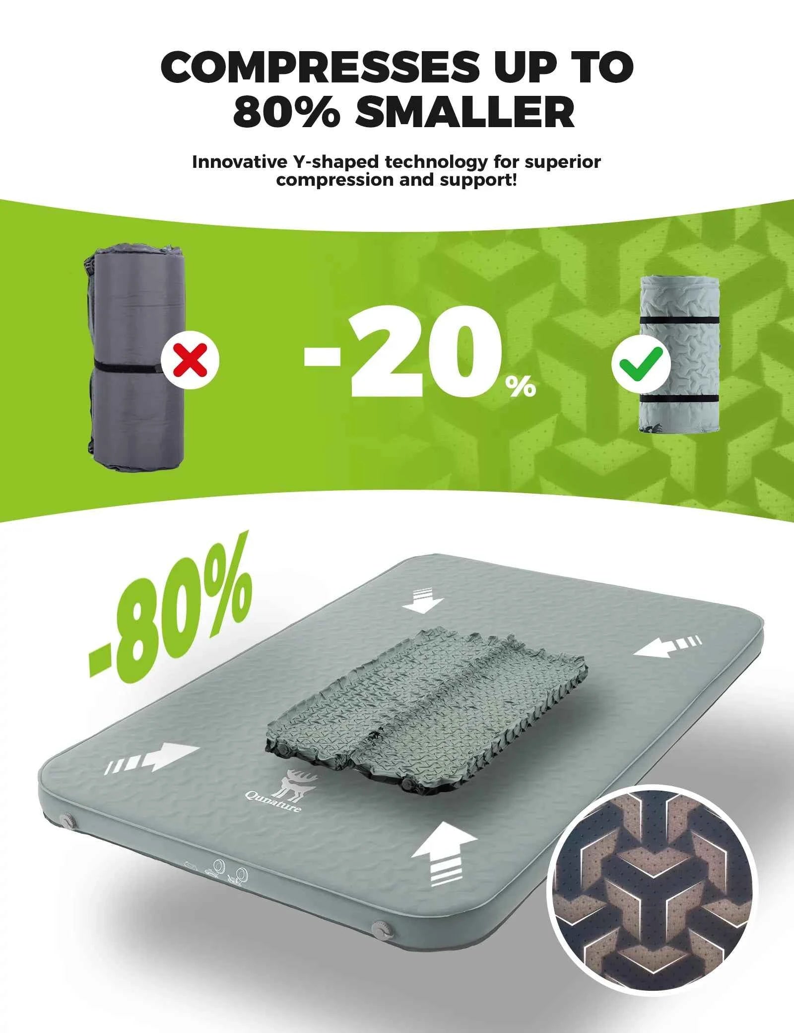 Portable Inflating Sleeping Pad with Foam for Camping