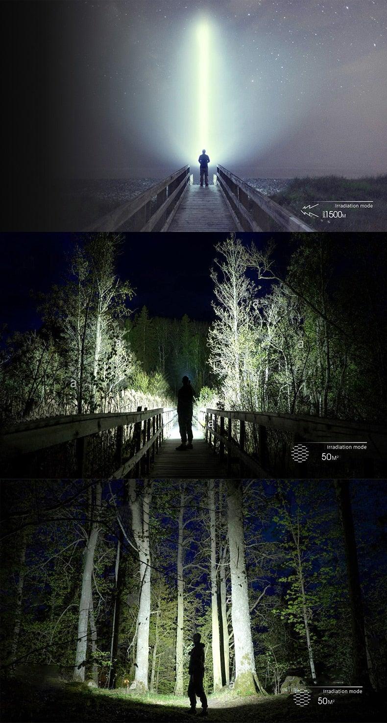 Rechargeable Handheld Flashlights Waterproof  3 Switch Mode Powerful High Lumens Spotlight Fashlight High Power Portable LED Waterproof Outdoor Long Lasting Spot Light Flashlight For Home & Outdoor Use - PW PitStop