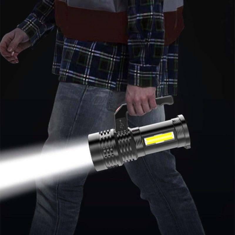 Rechargeable Handheld Flashlights Waterproof  3 Switch Mode Powerful High Lumens Spotlight Fashlight High Power Portable LED Waterproof Outdoor Long Lasting Spot Light Flashlight For Home & Outdoor Use - PW PitStop