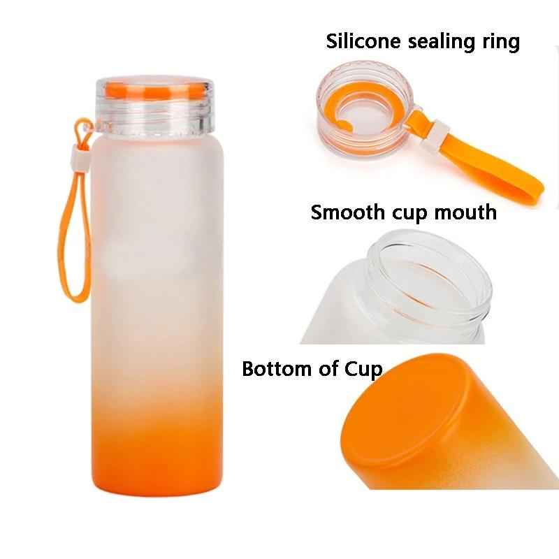 17oz Sublimation blank frosted glass Ombre gradient Tumblers Water Bottle