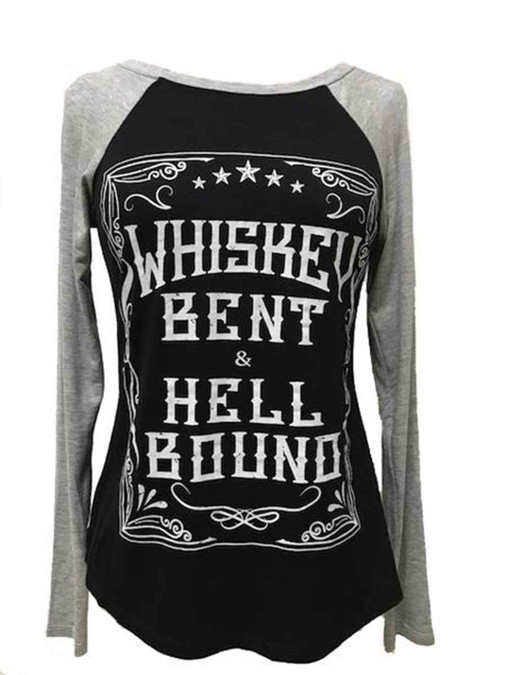 WHISKEY BENT AND HELL BOUND LONG SLEEVE RAGLAN SHIRT