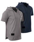 ZIMEGO Men's Pigment Dyed Short Sleeve Vintage Fashion Hoodie