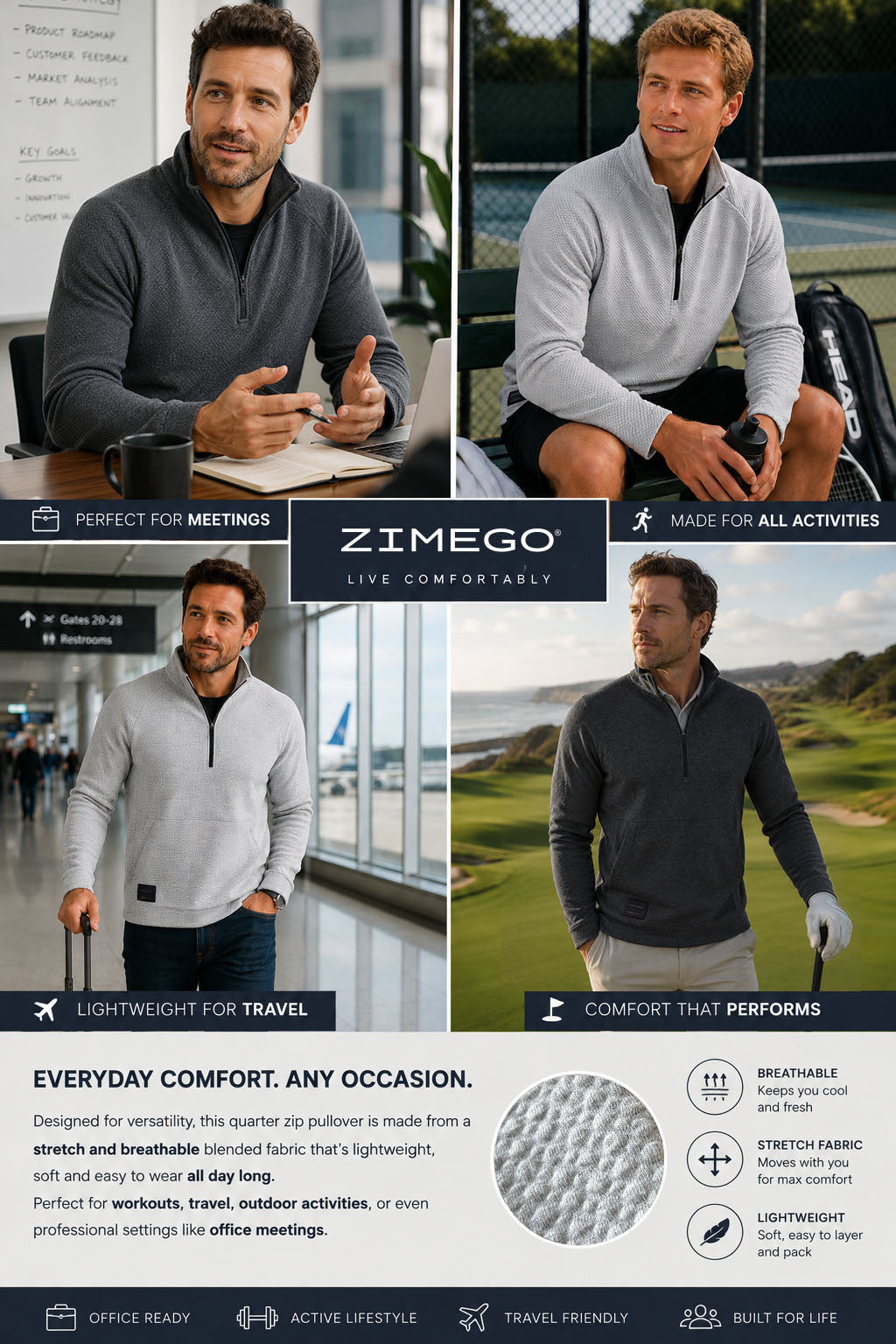 Roadtripper Quarter Zip Sweatshirt - Athletic Fit - Pack of 2